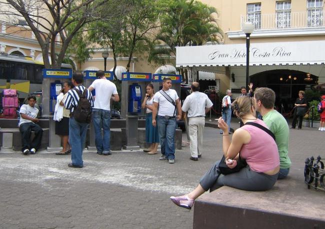 The payphones in front of the Gran Hotel Costa Rica in downtown San José was a source of social gathering a few years back.